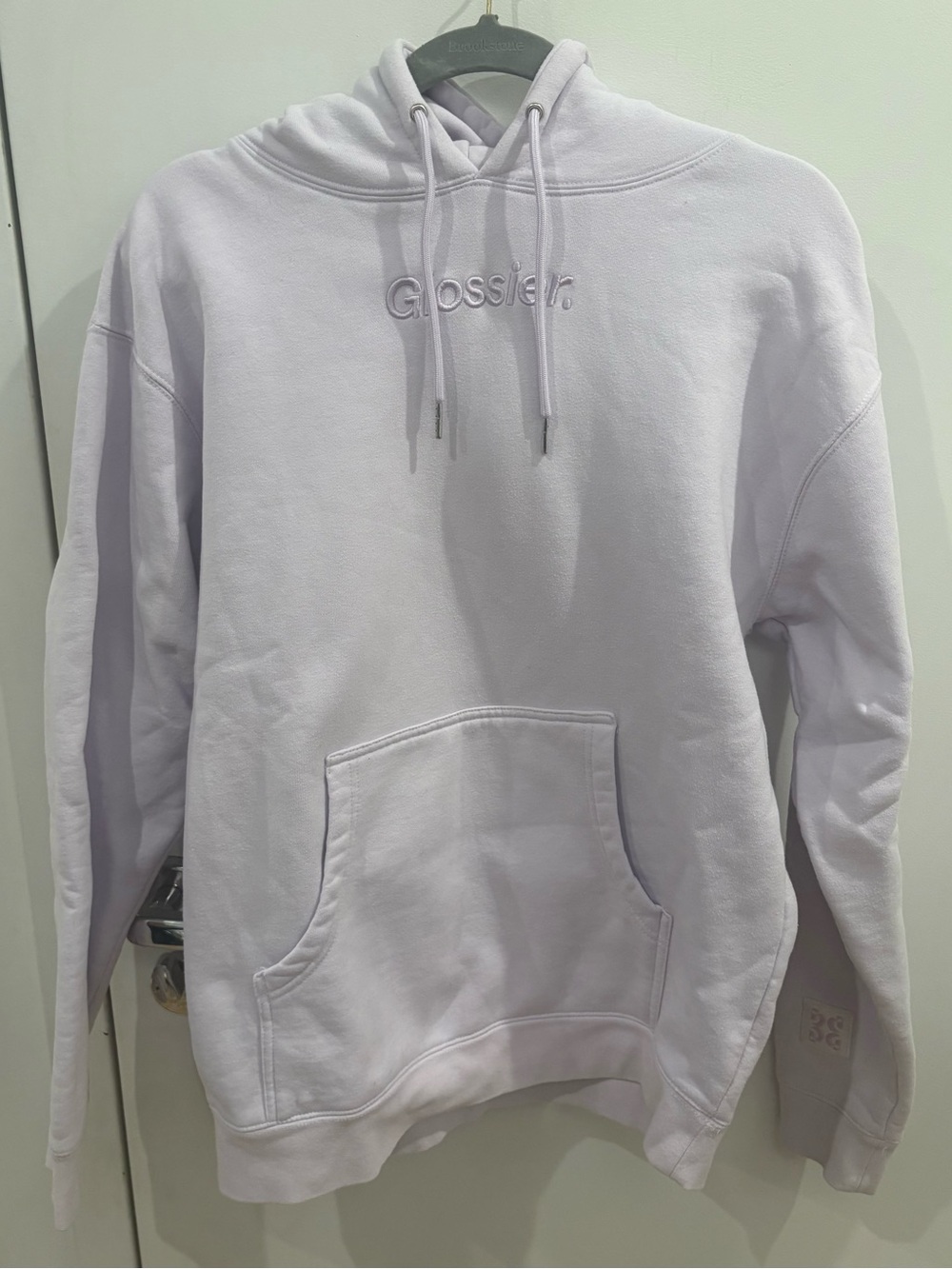 Glossier Light Lavender Hoodie with Embroidered Logo